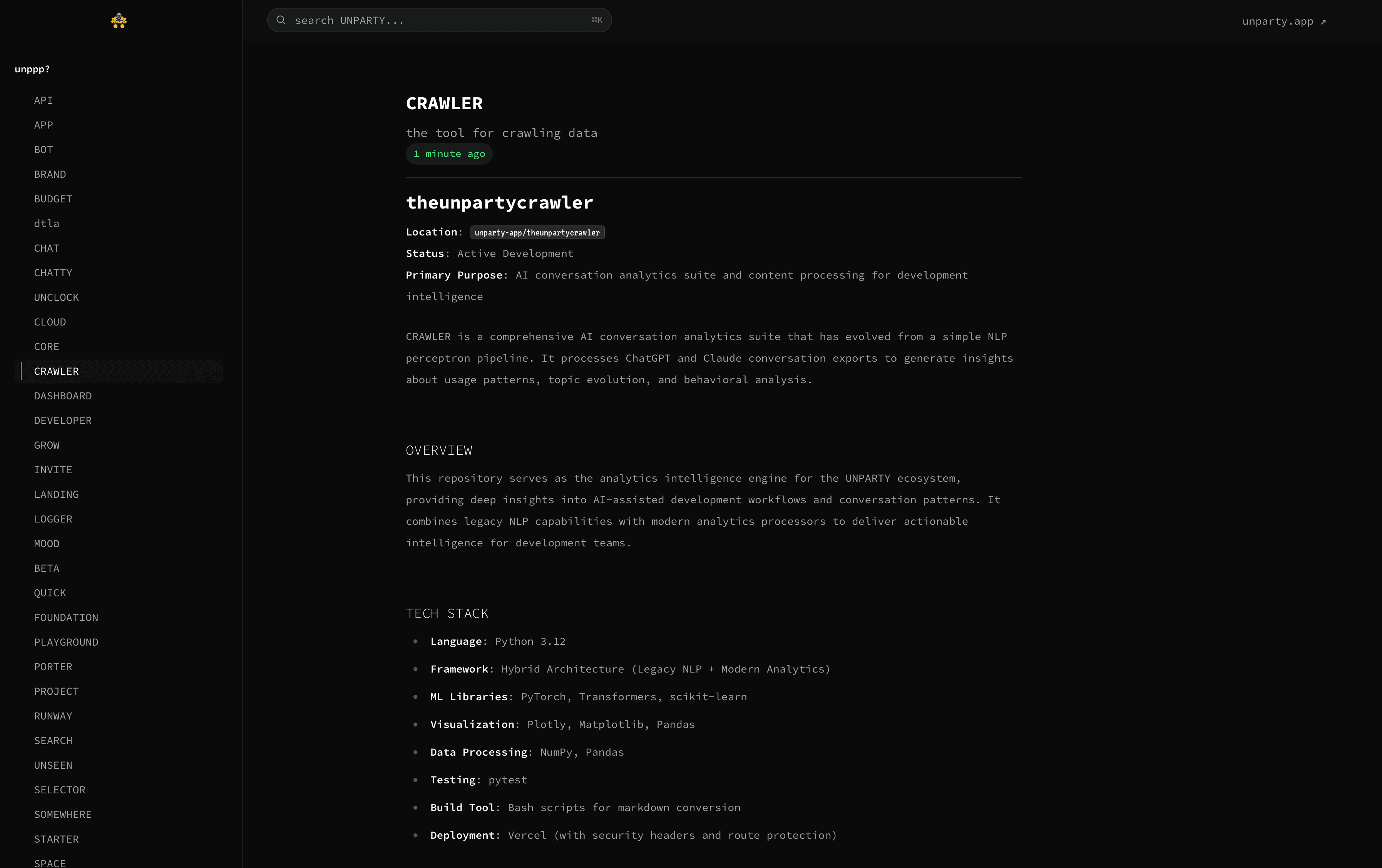 theunpartydocs displays all unppps READMEs